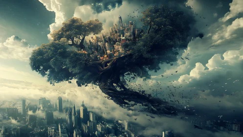 Skyroot metropolis grows from colossal floating tree crown