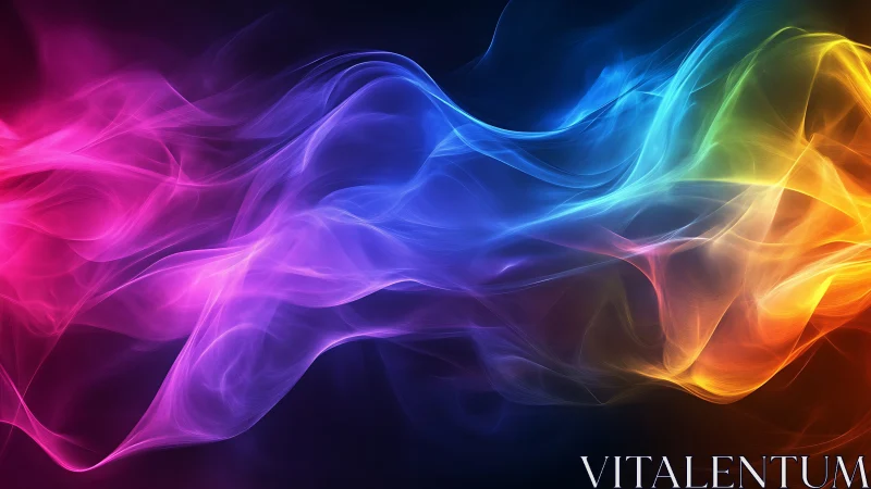 Multicolor light wave gradients across dark background.