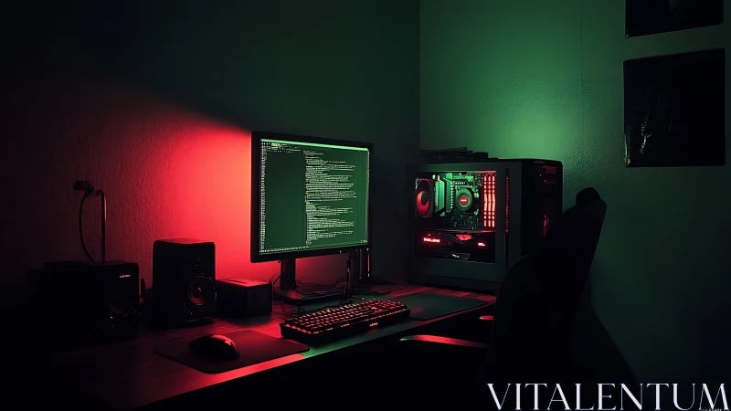 Dual-tone coding workstation glows in red and green LED light
