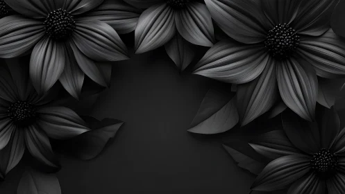 Monochrome Floral Composition with Layered Petals.