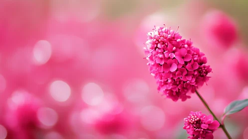 Macro botanical photography capturing vivid crimson clustered petals with bokeh depth compression