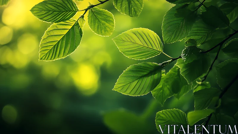 Backlit beech foliage with microvascular texture mapping.