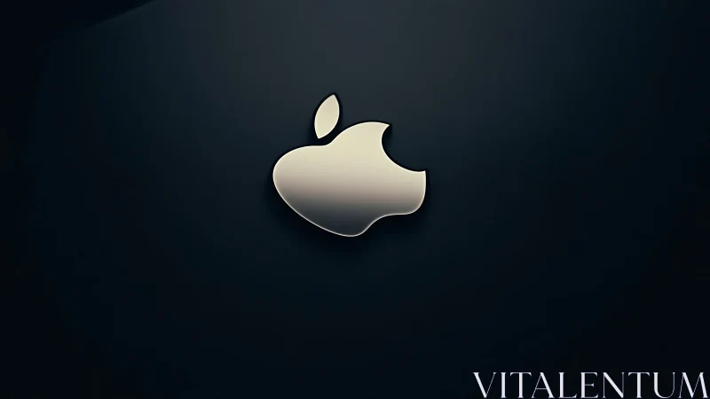 The Iconic Apple Logo Shines in Metallic Elegance.