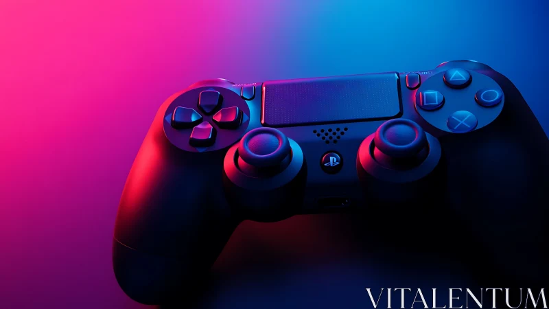 Neon-Lit Gaming Controller: Cyberpunk Aesthetic Digital Studio Shot.