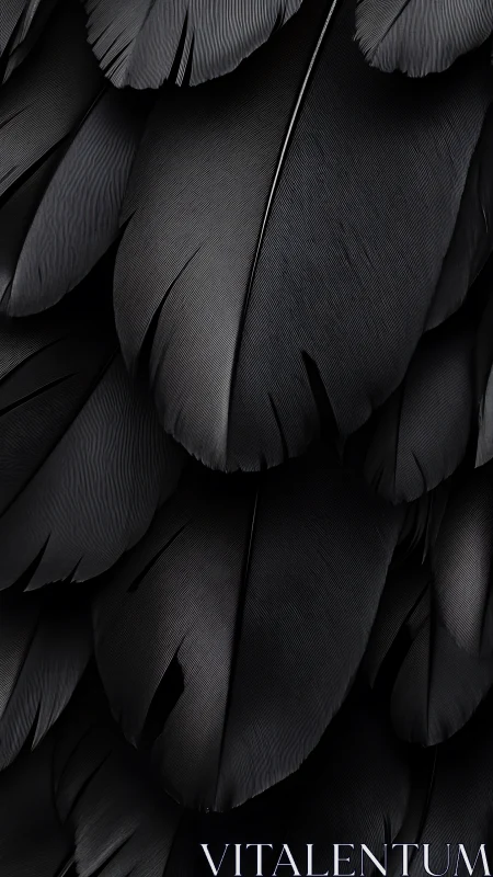 Soft black feathers overlap in gentle, velvety layers