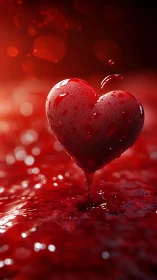 Liquid Red Heart Form in Deep Crimson Bath.