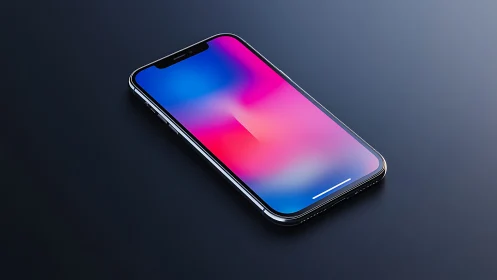 Sleek smartphone with vibrant gradient display.