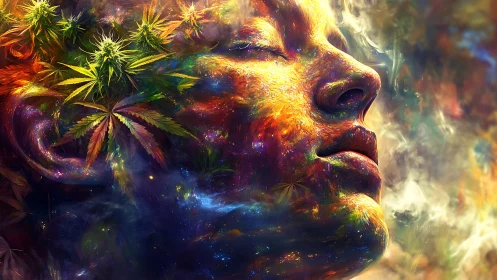 Psychedelic botanical portrait with luminous vapor gradients.