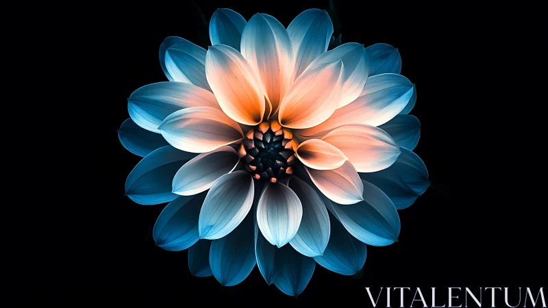 Digital Dahlia Rendered with Gradient Color Transitions