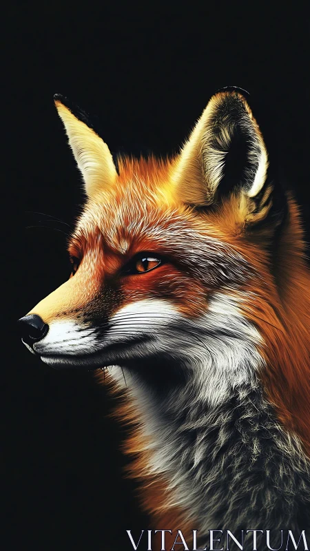 Fox stands in soft light with vivid fur and calm gaze