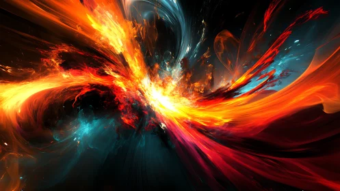 Digital painting of chromatic energy vortex with explosive core.