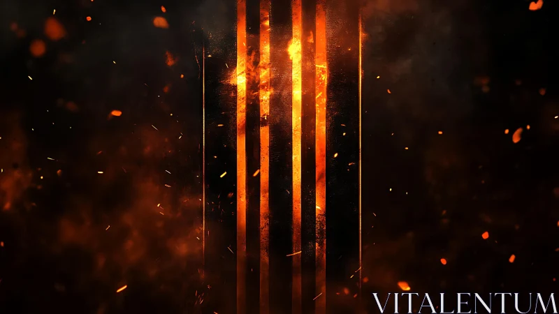 Fiery Three Vertical Bars with Dark Dramatic Background Art.