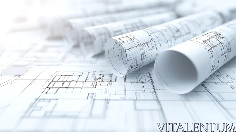 Architectural dreams unrolled on blueprint paper.