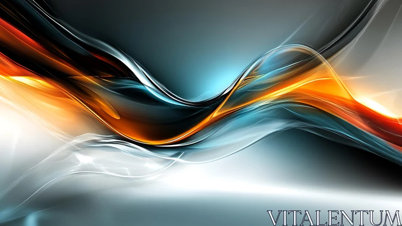 Dynamic Abstract Waves in Blue and Orange Digital Art Style.