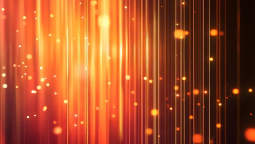 Glowing Vertical Orange Light Streaks with Bokeh Abstract Style.