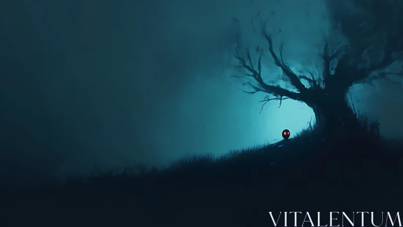 Quiet moonlit hillside with a tiny watcher in the dark.