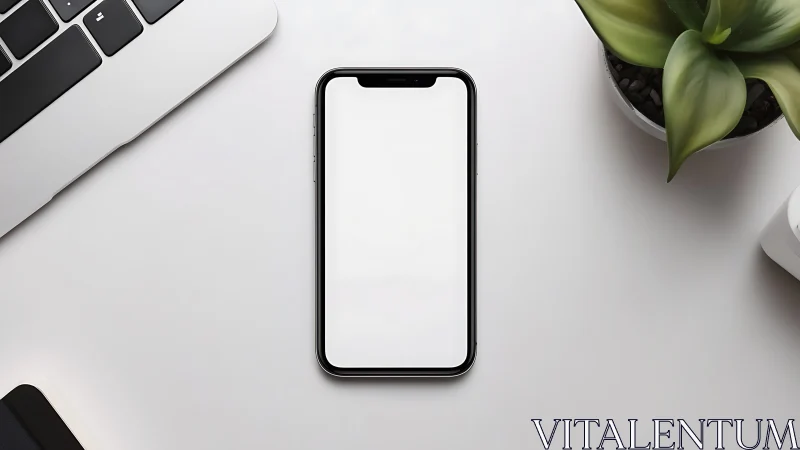 Smartphone Mockup Flat Lay Workspace Setup.