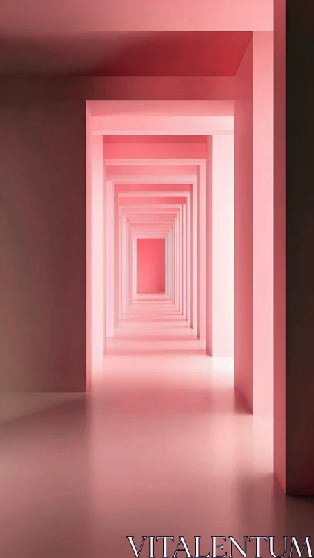 Recursive Pink Corridor with Nested Rectangular Apertures and Layered Spatial Depth