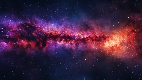 Nebula-rich galactic core glows across deep starfield.