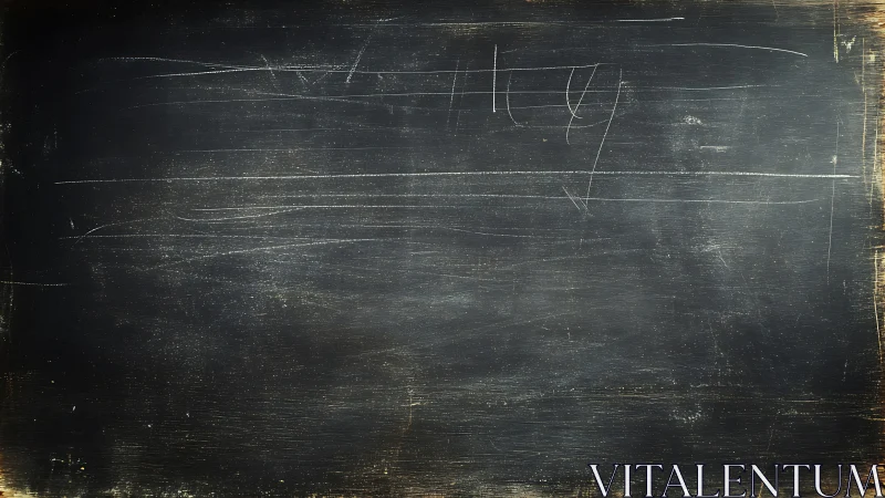 Worn classroom chalkboard with faint HEY text scratched.