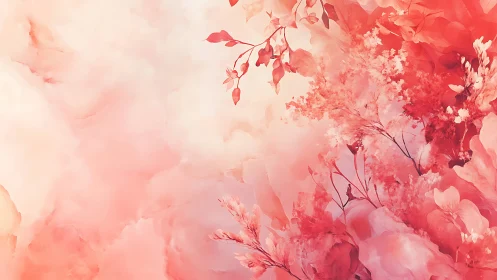 Soft pink floral cloud background with abstract blossoms
