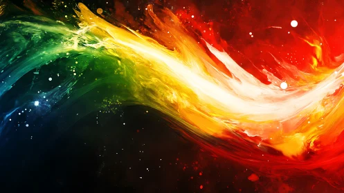 Cosmic paintstream racing from emerald dusk to ember dawn.