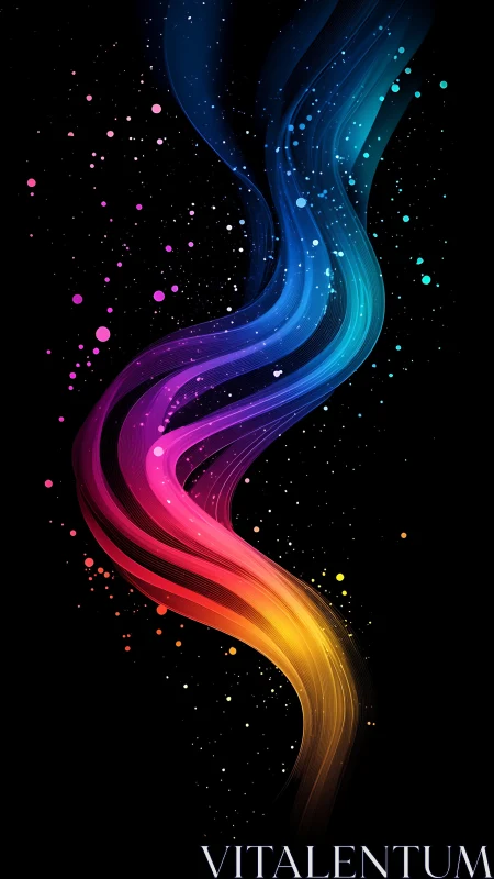 Chromatic energy ribbon with neon gradients on black field.