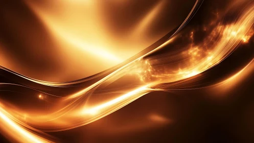 Radiant golden abstract waves with glowing light effects.