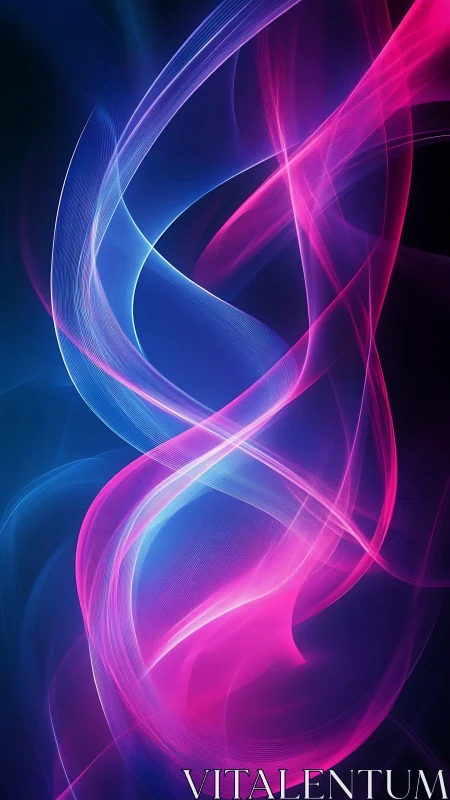 Neon magenta and cyan light trails on deep gradient field.