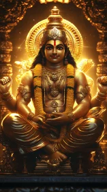 High-gloss golden deity idol with intricate temple-grade ornamentation