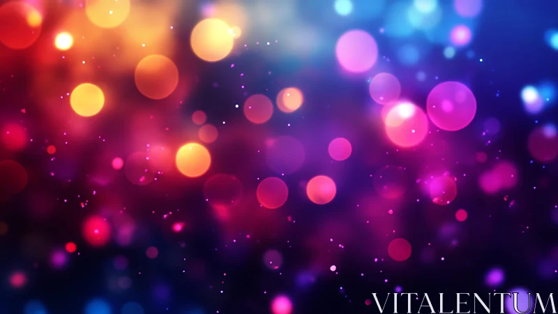 Vibrant abstract bokeh lights in colorful gradient style background.