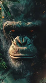 Powerful gorilla gaze welcomes viewers into wild jungle