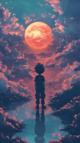 Moonrise paints a quiet boy-shaped question into the sky