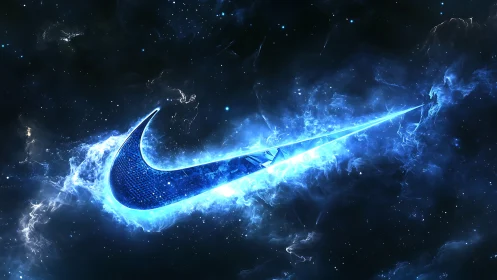 Electric blue swoosh streaking through a cosmic night sky.