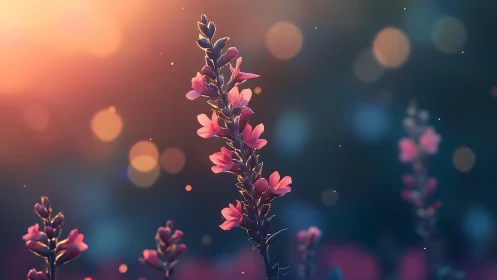 Pink Blossoms Glowing Against Dreamy Bokeh Background.