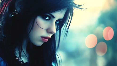 Midnight gaze in neon haze, where quiet storms gather.