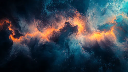 Molten starlight braids through stormy cosmic surf tonight