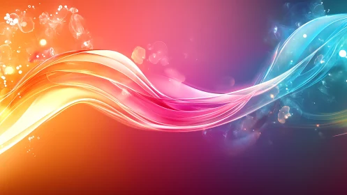 Flowing ribbons of light dance across a glowing color sky