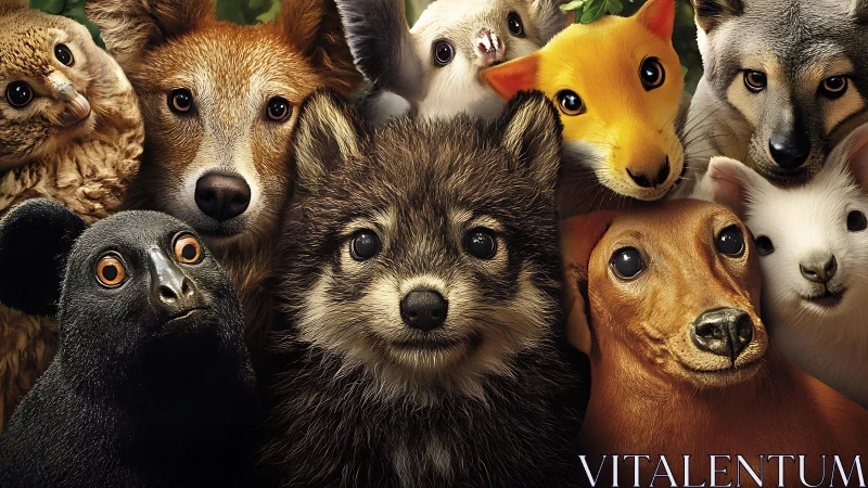 Group portrait of digitally rendered stylized animals.