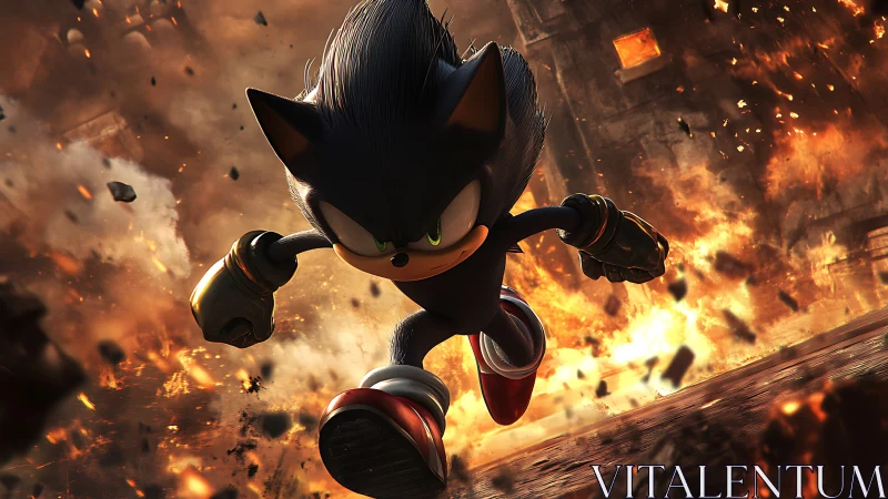 Anthropomorphic hedgehog sprints through explosive urban chaos