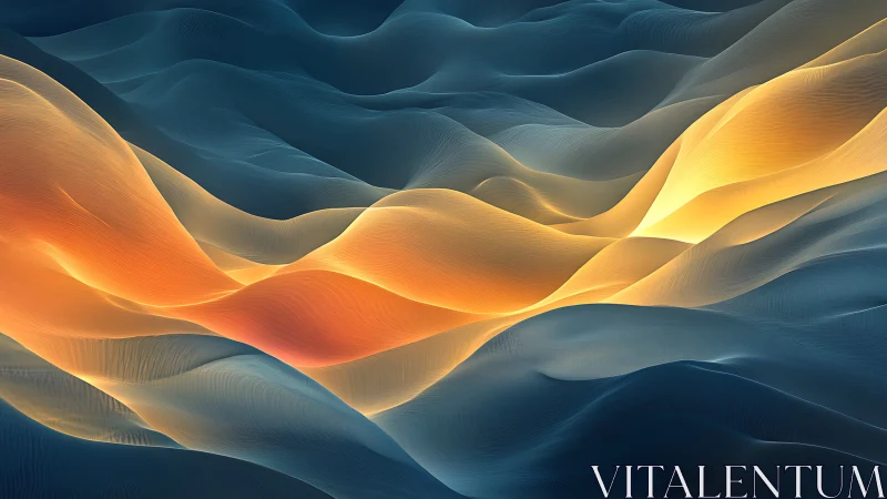 Undulating luminous ribbons form layered abstract digital waves