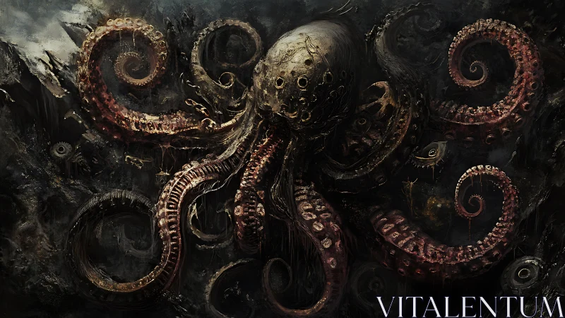 Concept art: abyssal cephalopod horror in radial tentacles.