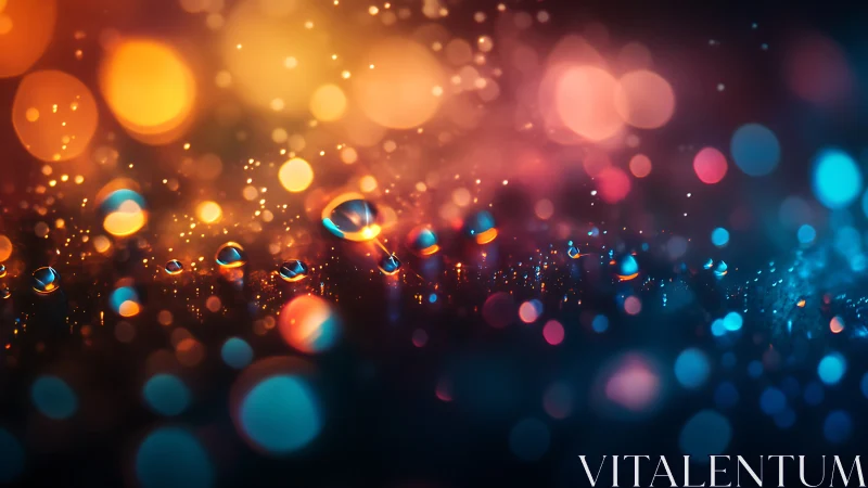 Glowing raindrop lights sparkling in a cozy night blur.