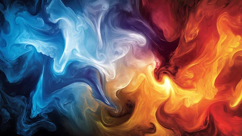 Chromatic Collision: Fire Meets Frost in Fluid Chaos.