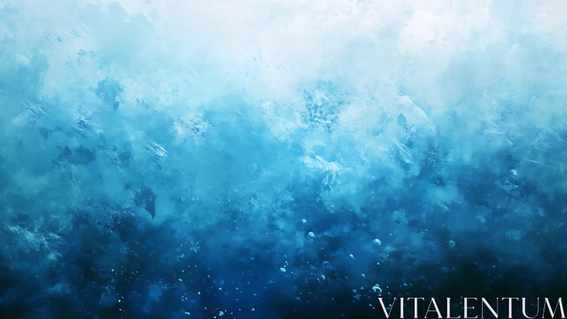 Subsurface aqueous turbulence rendered as diffuse blue particulate field.