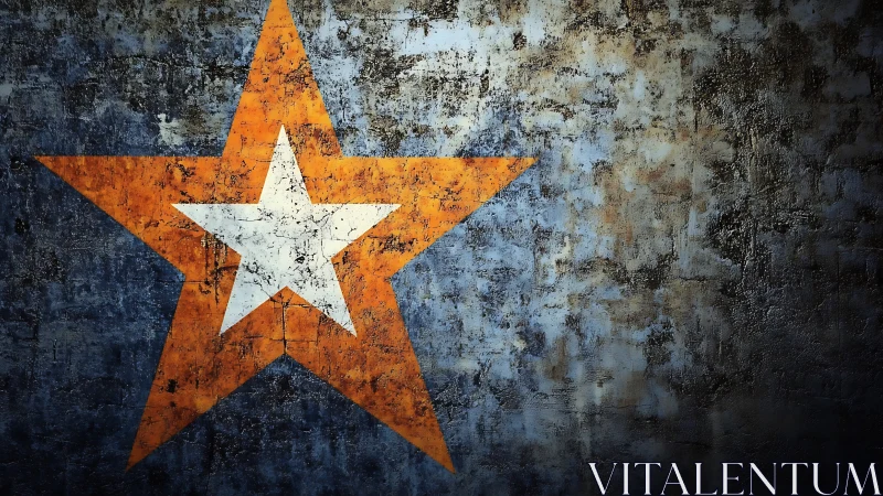 Bimodal star emblem on weathered, high-texture concrete wall.