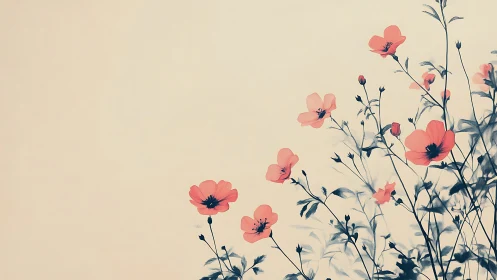 Delicate Cosmos Flowers Dancing in Soft Light.