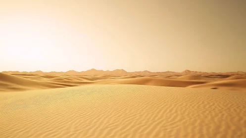 Sunlit desert dunes breathing in waves of molten amber.