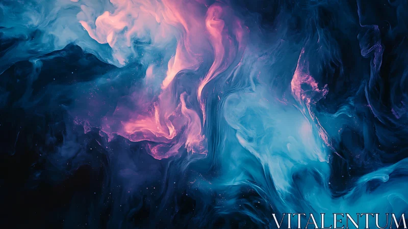 Colored fluid plumes form diffuse abstract cloud structures