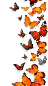 Orange butterflies are digitally rendered on white background